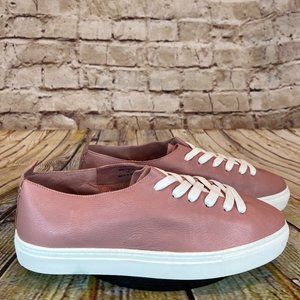 Mossimo Matteo Women's Taupe Pink Soft Leather Low Lace Up Sneakers Size 10